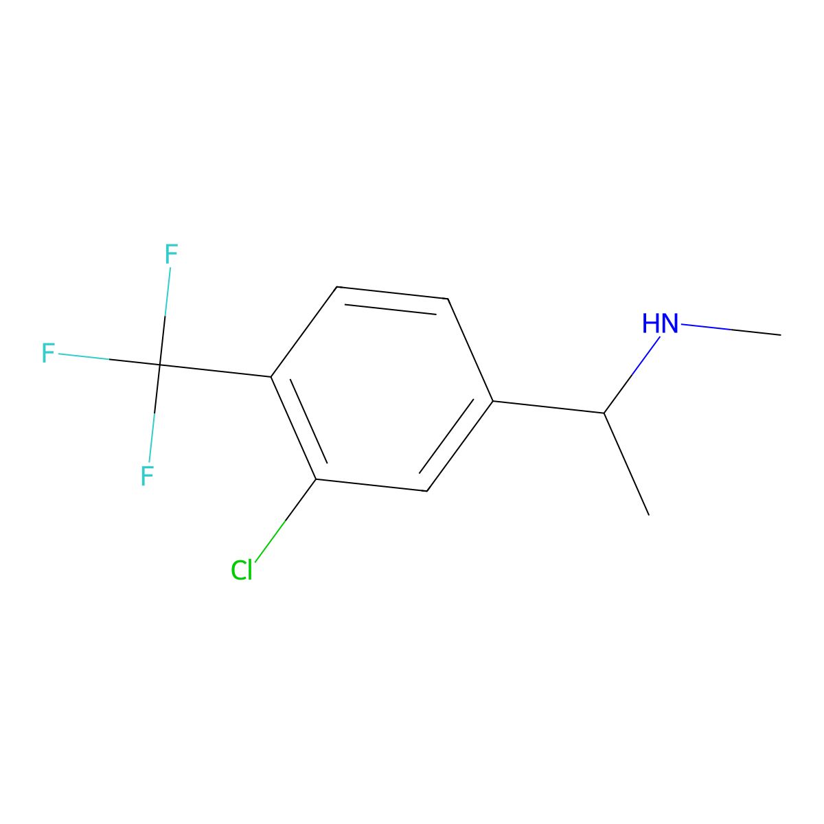 {1-[3-Chloro-4-(trifluoromethyl)phenyl]ethyl}(methyl)amine molecular structure, CAS 1824575-35-0