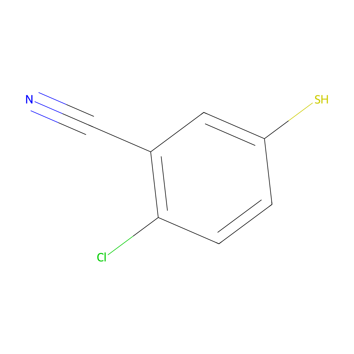 2-Chloro-5-mercaptobenzonitrile molecular structure, CAS 1824577-99-2