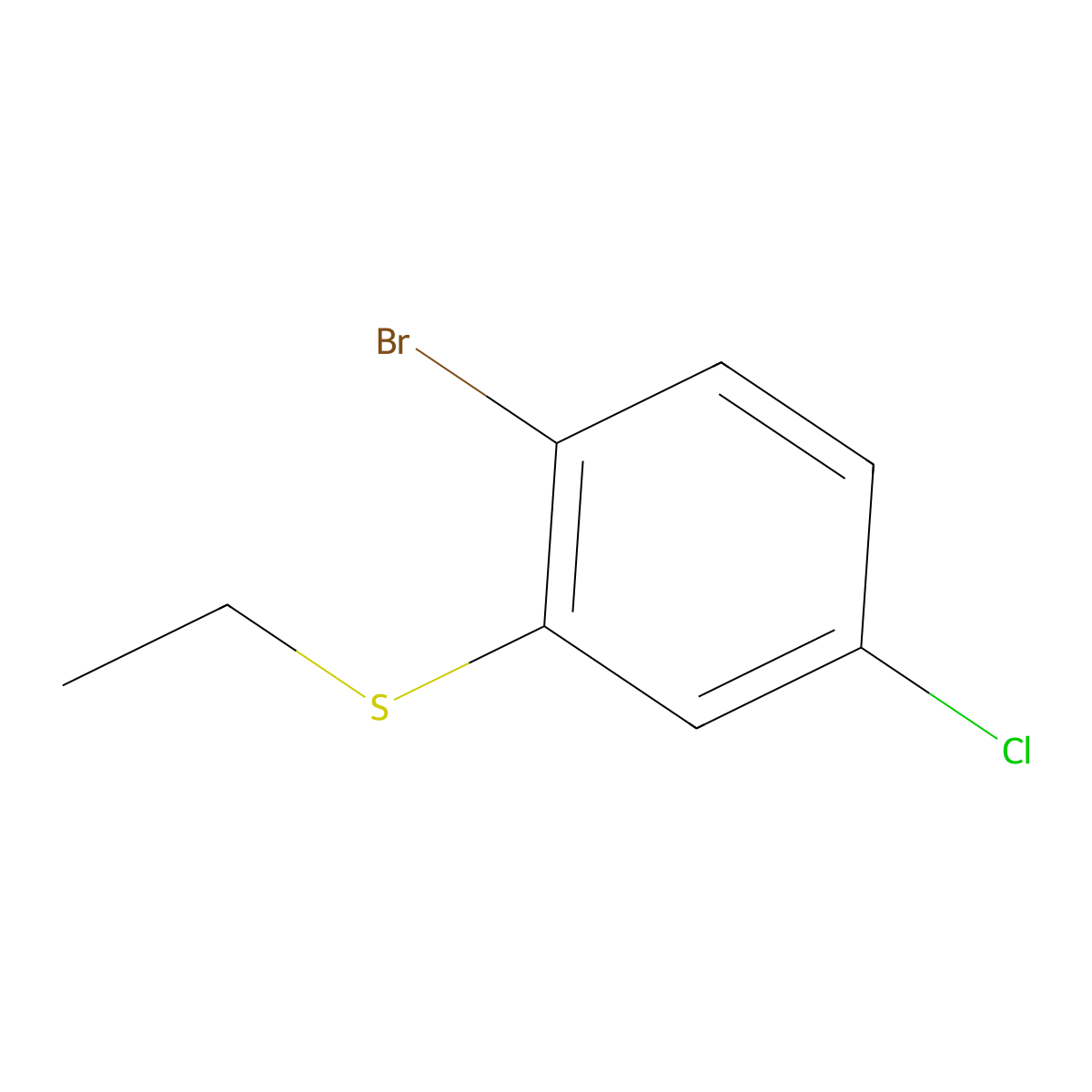 (2-Bromo-5-chlorophenyl)(ethyl)sulfane molecular structure, CAS 1824578-07-5