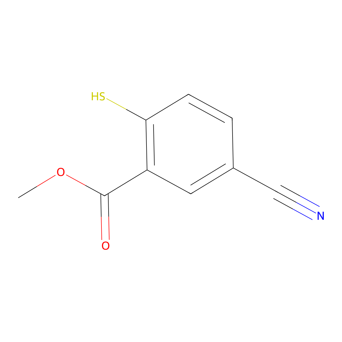 Methyl 5-cyano-2-sulfanylbenzoate molecular structure, CAS 1824581-95-4