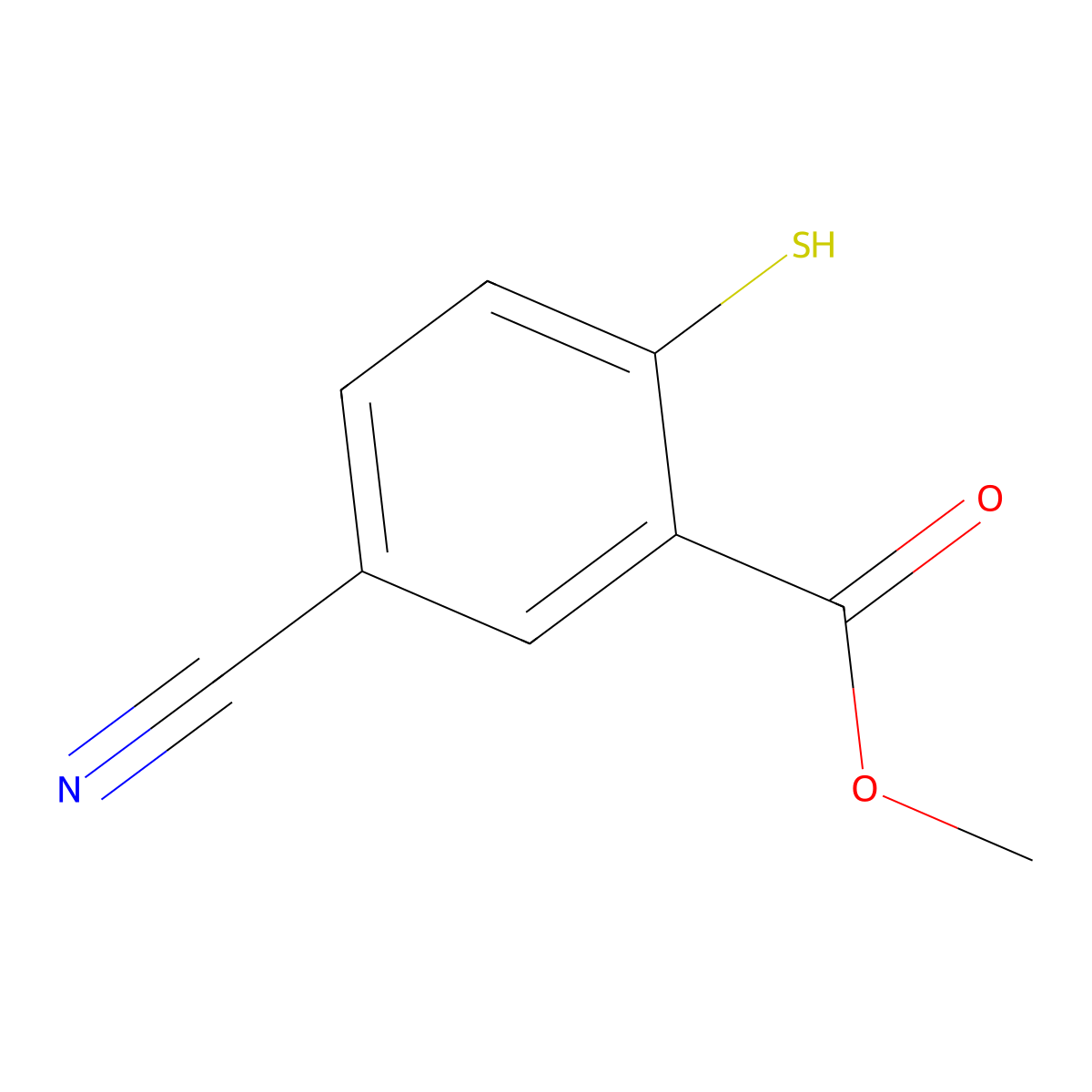 Methyl 5-cyano-2-sulfanylbenzoate molecular structure, CAS 1824581-95-4