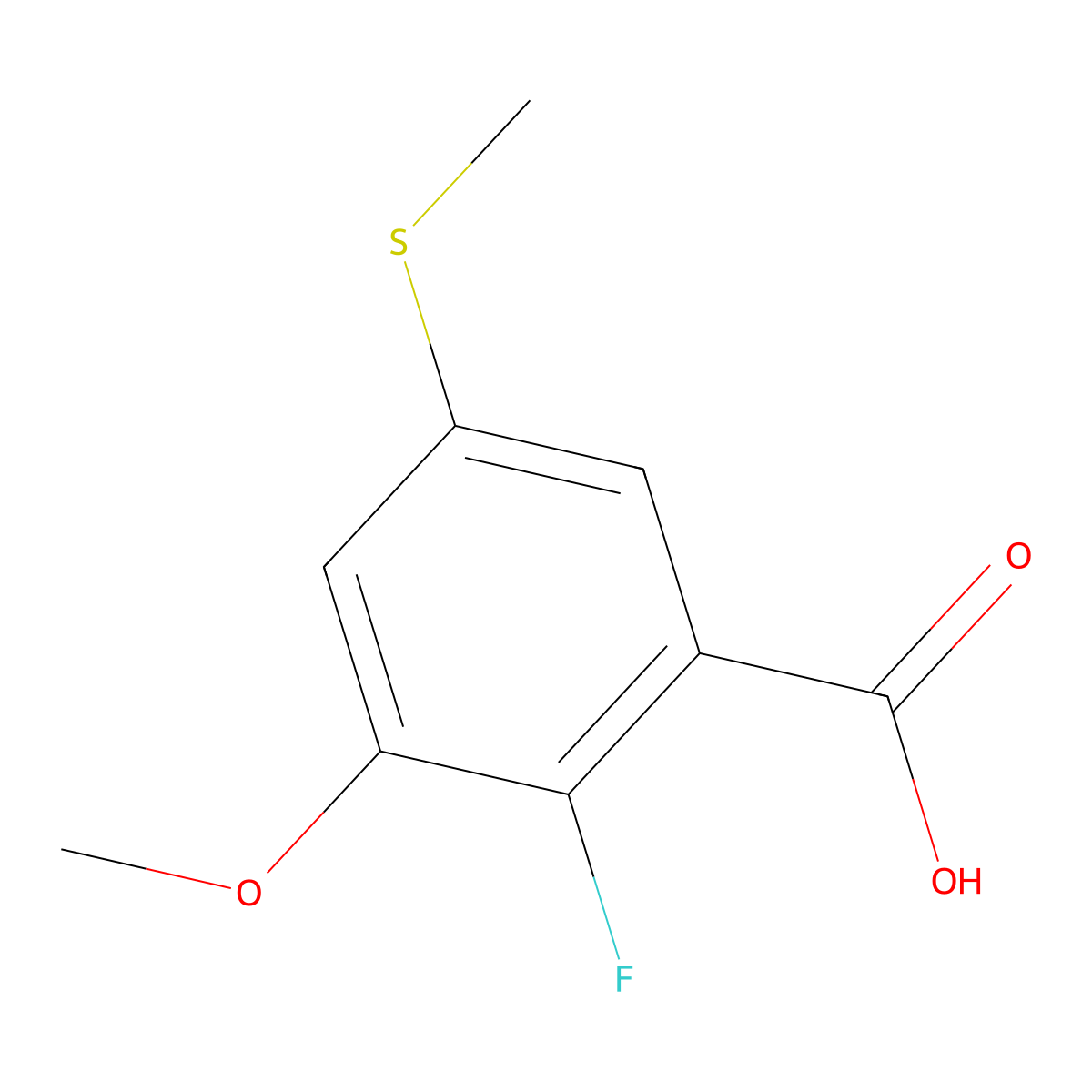 2-Fluoro-3-methoxy-5-(methylthio)benzoic acid molecular structure, CAS 1824583-49-4