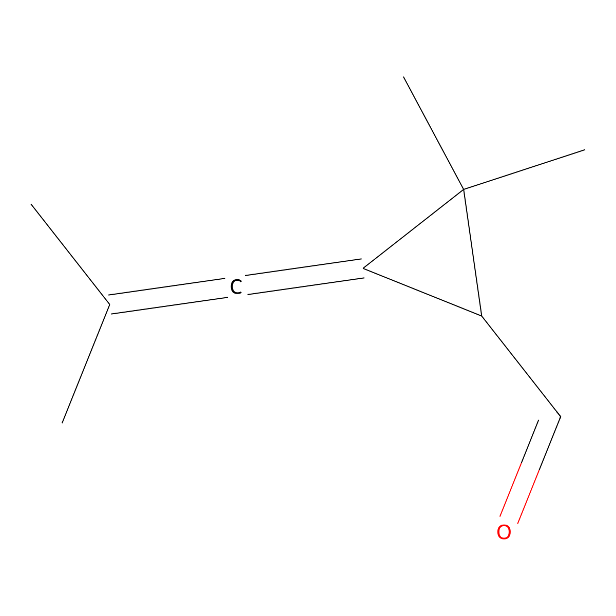2,2-Dimethyl-3-(2-methylprop-1-en-1-ylidene)cyclopropane-1-carbaldehyde molecular structure, CAS 1824583-65-4