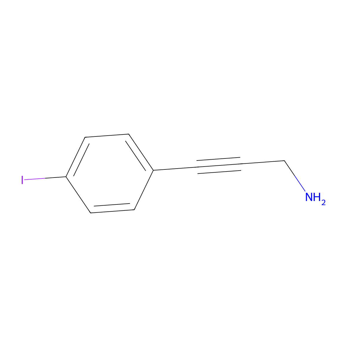 3-(4-Iodophenyl)prop-2-yn-1-amine molecular structure, CAS 1824584-23-7