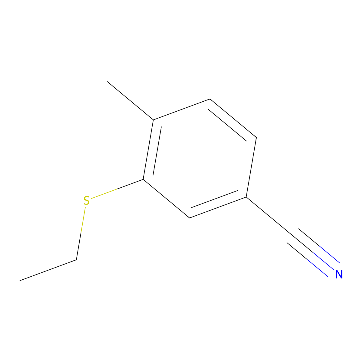 3-(Ethylthio)-4-methylbenzonitrile molecular structure, CAS 1824585-70-7