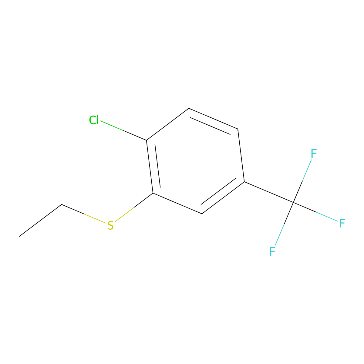 (2-Chloro-5-(trifluoromethyl)phenyl)(ethyl)sulfane molecular structure, CAS 1824586-21-1