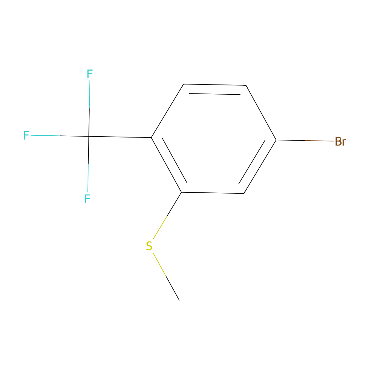 (5-Bromo-2-(trifluoromethyl)phenyl)(methyl)sulfane molecular structure, CAS 1824587-39-4