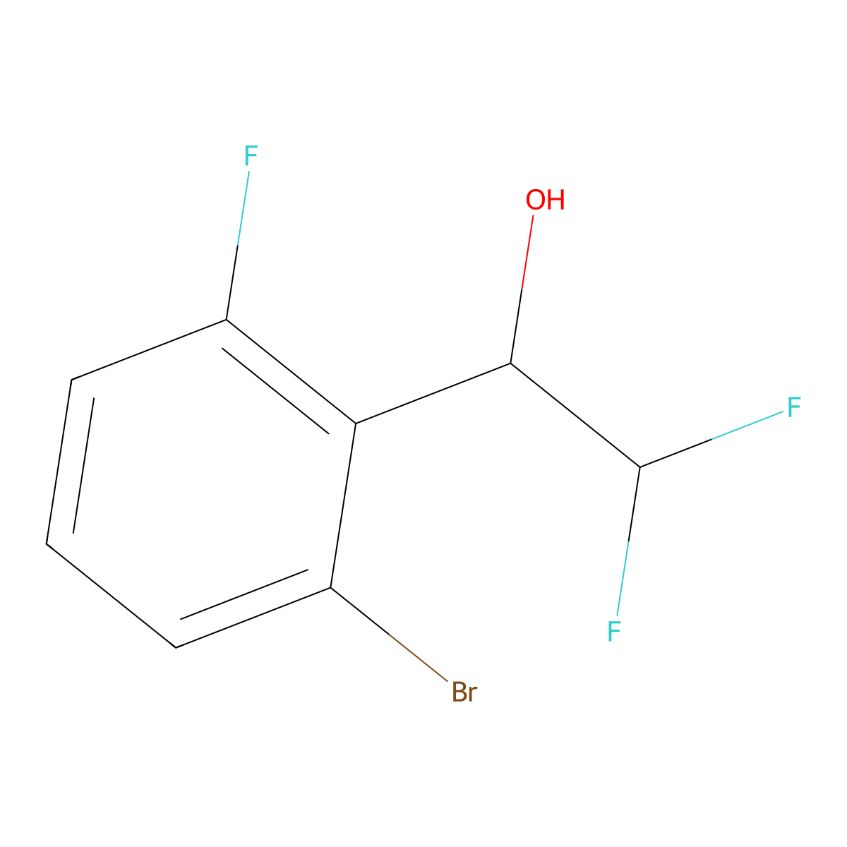 1-(2-Bromo-6-fluorophenyl)-2,2-difluoroethan-1-ol molecular structure, CAS 1824593-29-4