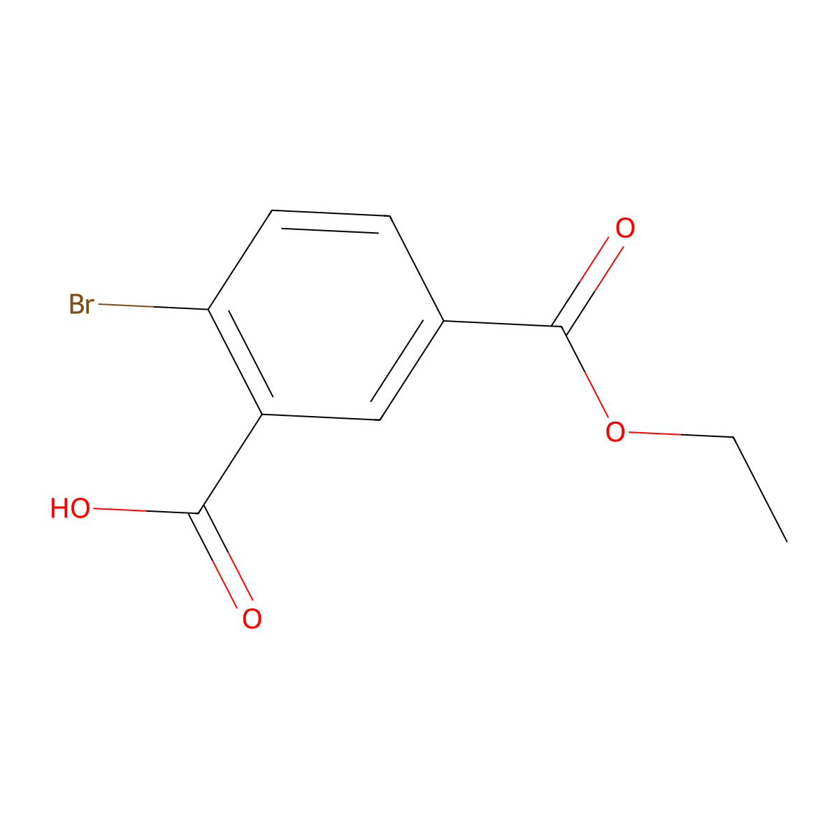 2-Bromo-5-(ethoxycarbonyl)benzoic acid molecular structure, CAS 1824598-55-1