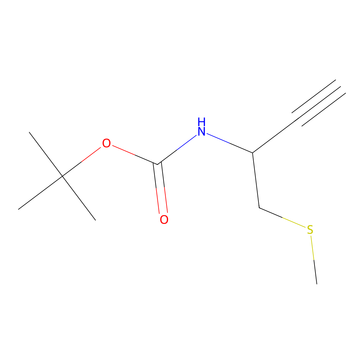 tert-butyl N-(1-methylsulfanylbut-3-yn-2-yl)carbamate molecular structure, CAS 1824598-73-3