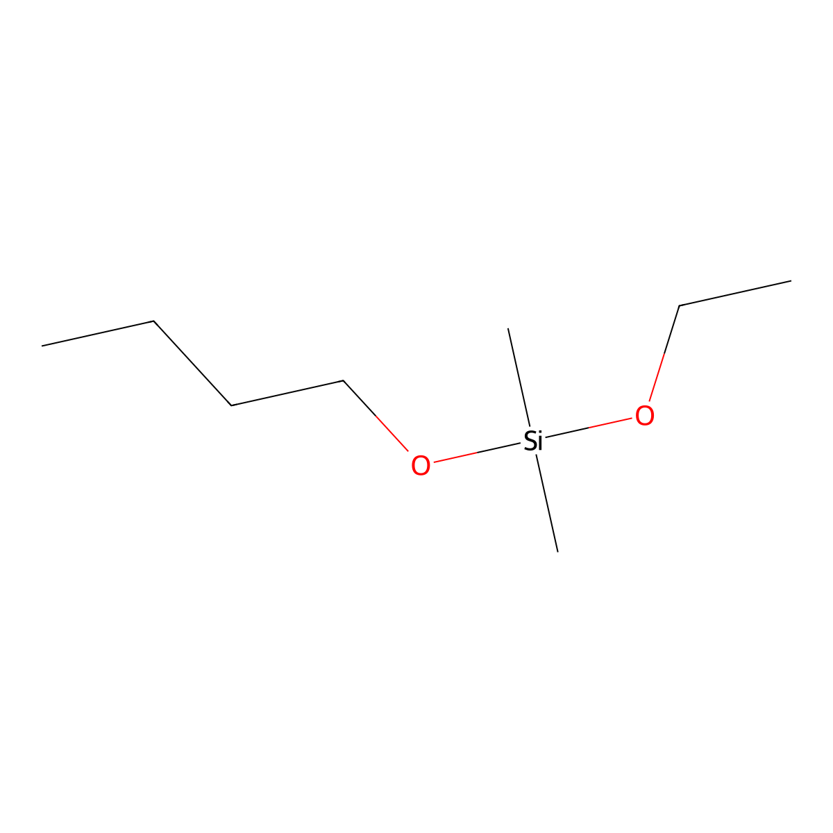 Butoxyethoxydimethylsilane molecular structure, CAS 18246-71-4