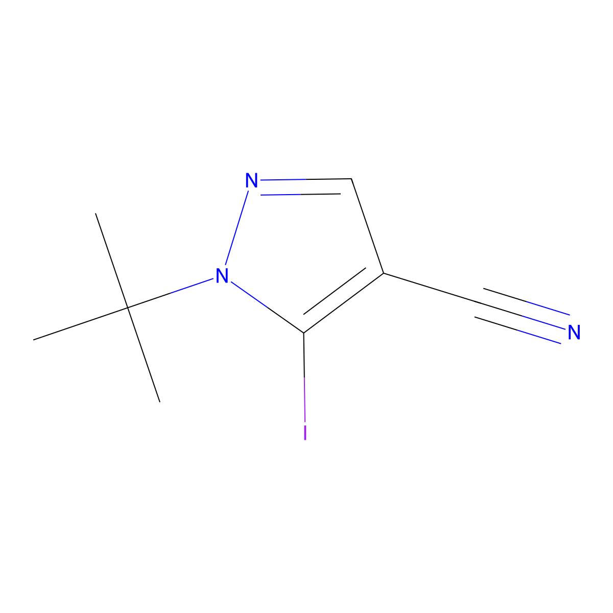 1-(tert-Butyl)-5-iodo-1H-pyrazole-4-carbonitrile molecular structure, CAS 1824600-86-3