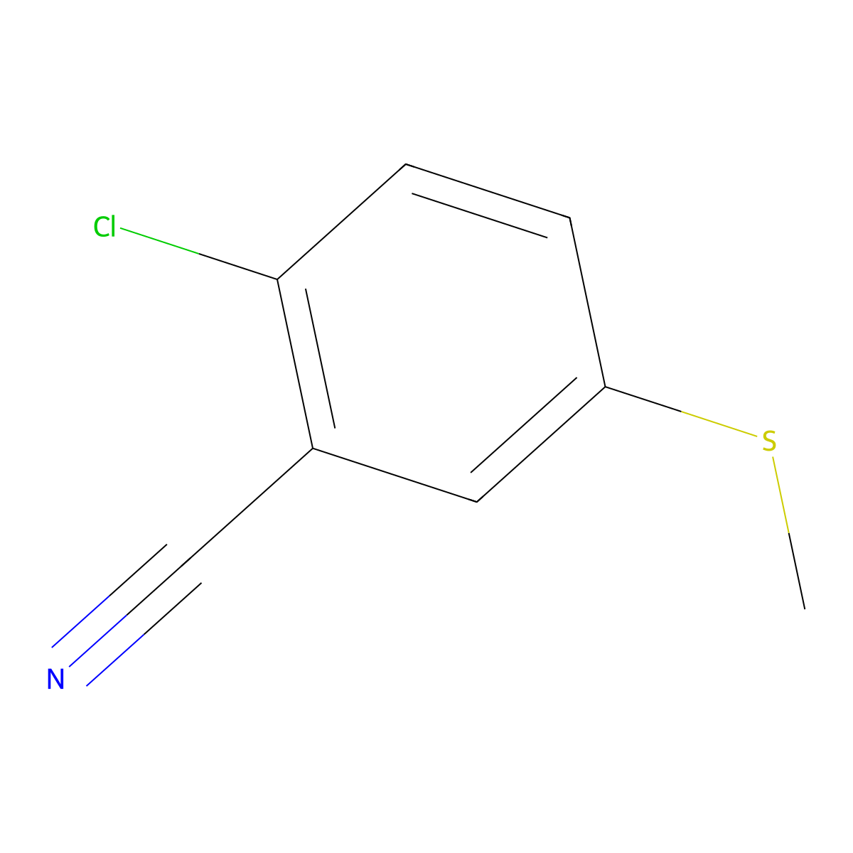 2-Chloro-5-(methylthio)benzonitrile molecular structure, CAS 1824601-17-3