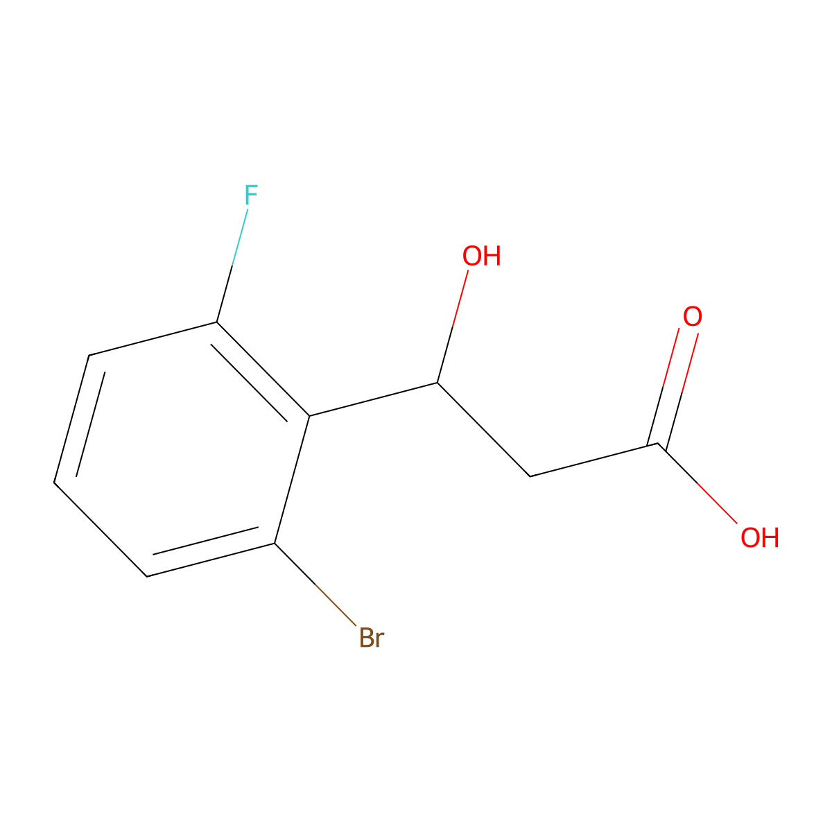 3-(2-Bromo-6-fluorophenyl)-3-hydroxypropanoic acid molecular structure, CAS 1824601-29-7