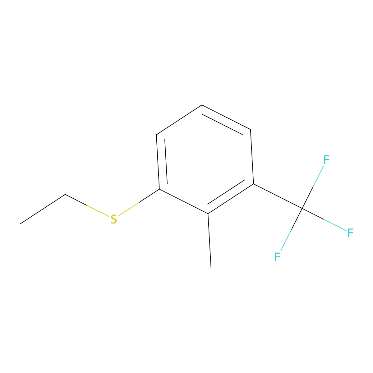 Ethyl(2-methyl-3-(trifluoromethyl)phenyl)sulfane molecular structure, CAS 1824601-75-3
