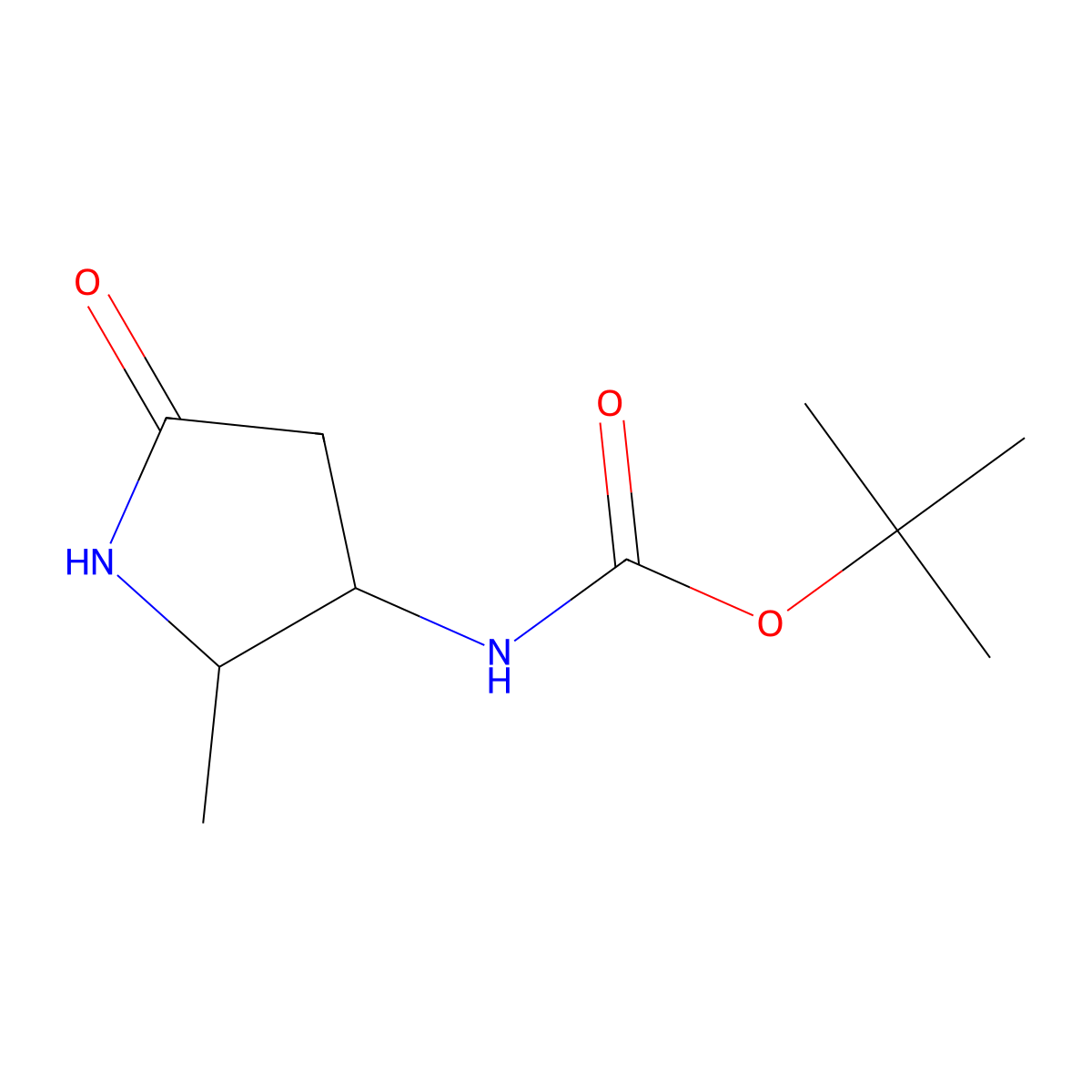 tert-butyl N-(2-methyl-5-oxo-pyrrolidin-3-yl)carbamate molecular structure, CAS 1824602-08-5