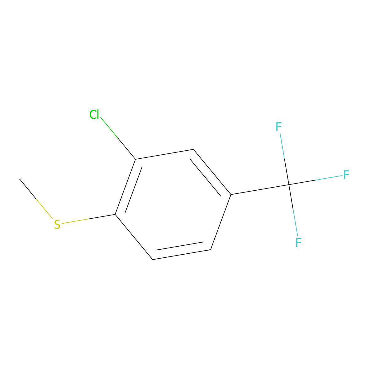 (2-Chloro-4-(trifluoromethyl)phenyl)(methyl)sulfane molecular structure, CAS 1824602-26-7