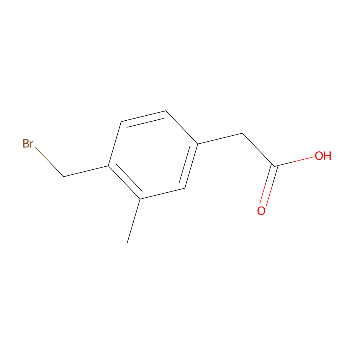 2-[4-(Bromomethyl)-3-methylphenyl]acetic acid molecular structure, CAS 1824605-09-5
