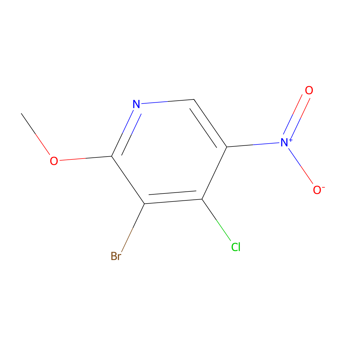 3-Bromo-4-chloro-2-methoxy-5-nitro-pyridine molecular structure, CAS 1824617-42-6