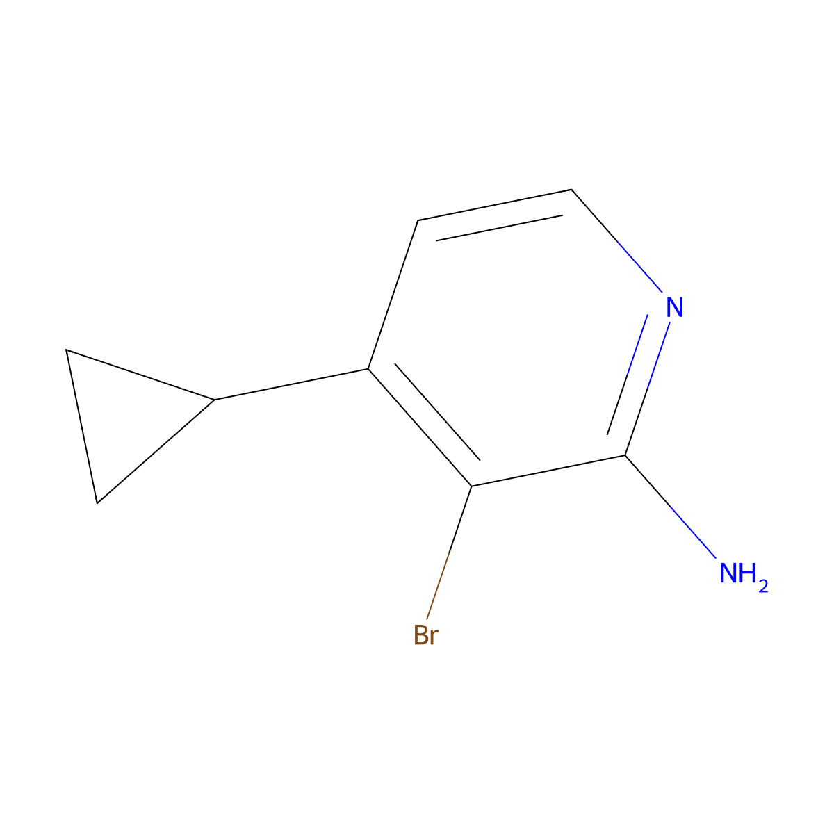 3-Bromo-4-cyclopropylpyridin-2-amine molecular structure, CAS 1824631-53-9