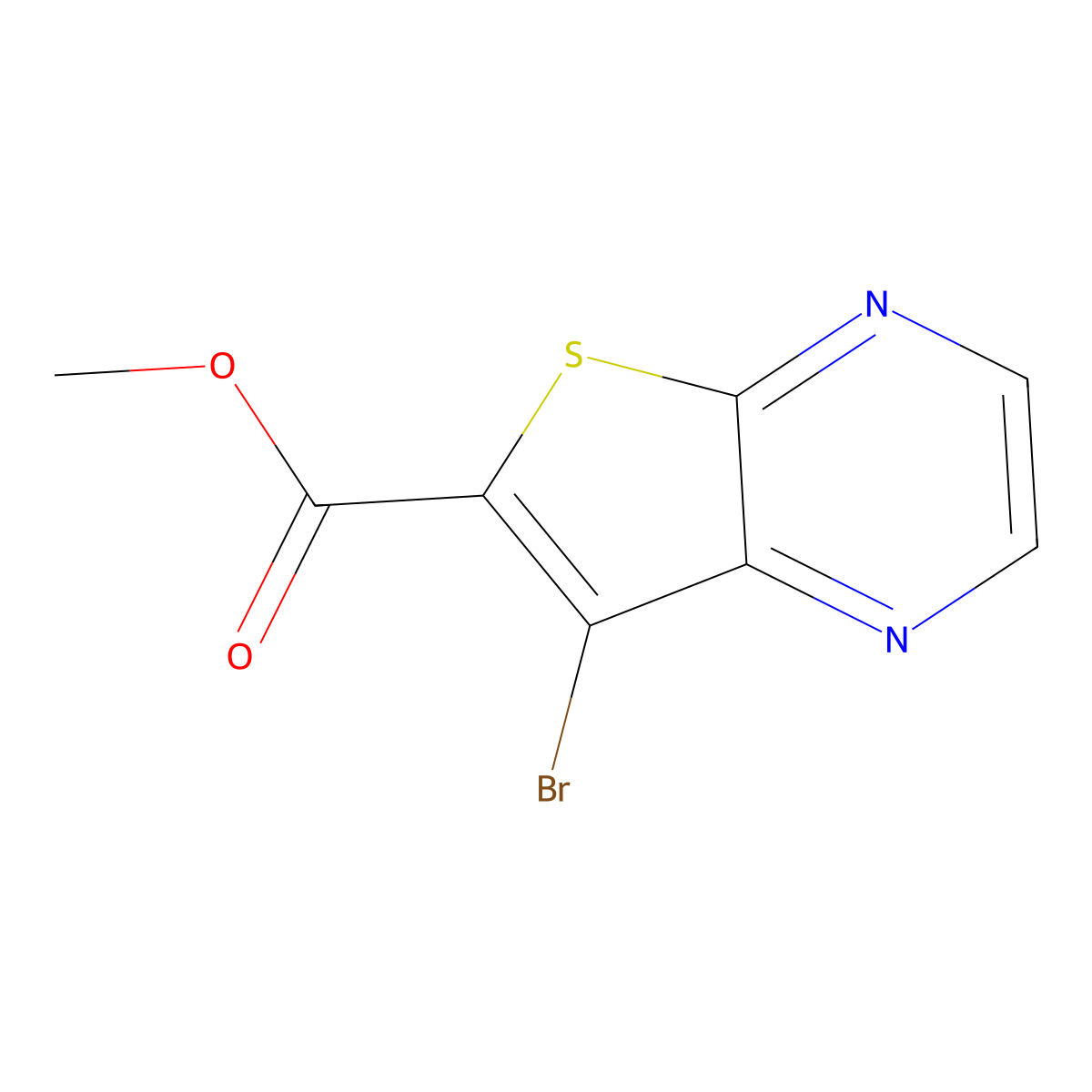 Methyl 7-bromothieno(2,3-b)pyrazine-6-carboxylate molecular structure, CAS 1824631-62-0