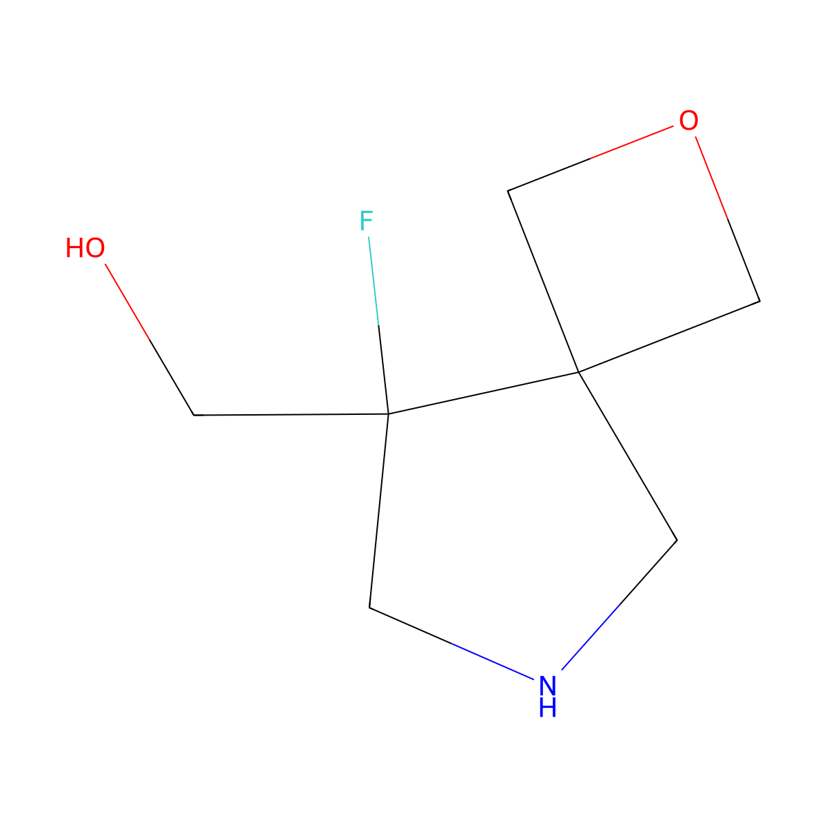 (8-Fluoro-2-oxa-6-azaspiro(3.4)octan-8-yl)methanol molecular structure, CAS 1824632-51-0