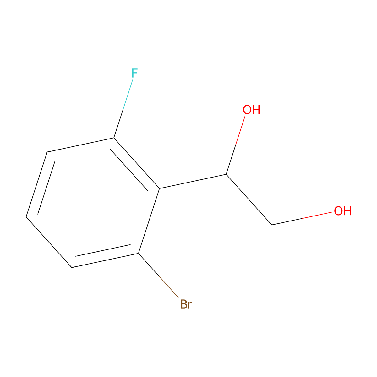 1-(2-Bromo-6-fluorophenyl)ethane-1,2-diol molecular structure, CAS 1824635-76-8