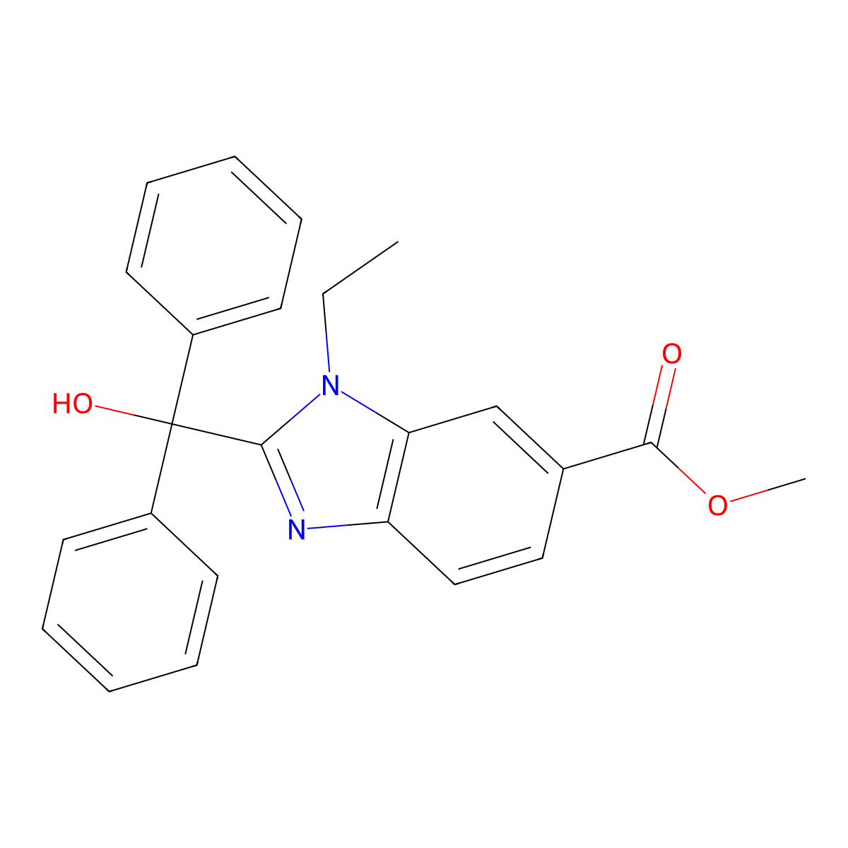 Methyl 3-ethyl-2-[hydroxy(diphenyl)methyl]benzimidazole-5-carboxylate molecular structure, CAS 1824636-74-9