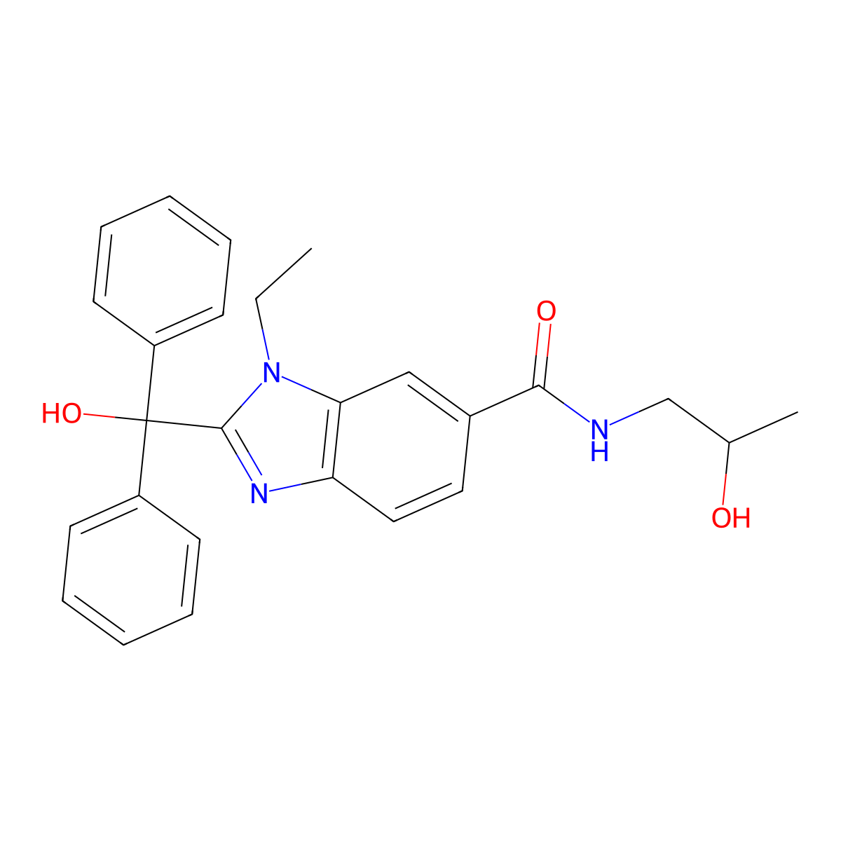 (R)-1-ethyl-2-(hydroxydiphenylmethyl)-N-(2-hydroxypropyl)-1H-benzo[d]imidazole-6-carboxamide molecular structure, CAS 1824637-41-3
