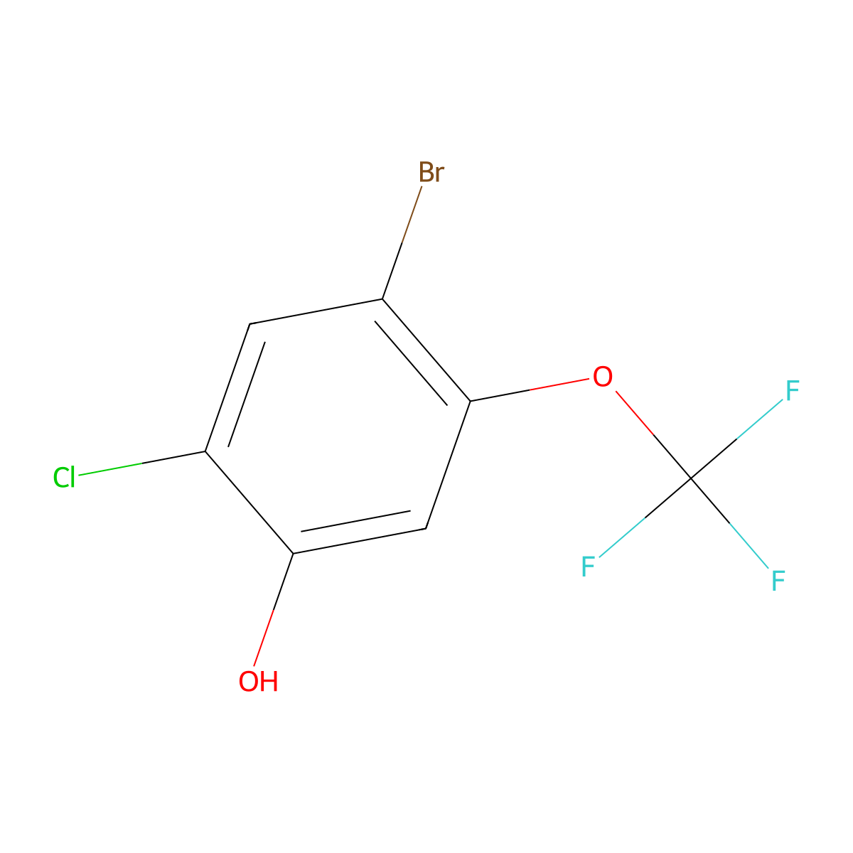 4-Bromo-2-chloro-5-(trifluoromethoxy)phenol molecular structure, CAS 1824642-82-1