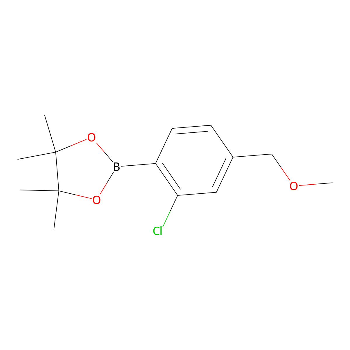 2-(2-Chloro-4-(methoxymethyl)phenyl)-4,4,5,5-tetramethyl-1,3,2-dioxaborolane molecular structure, CAS 1824648-44-3