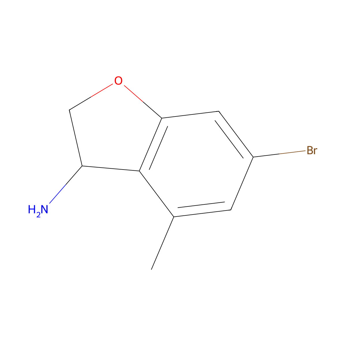 6-Bromo-4-methyl-2,3-dihydro-1-benzofuran-3-amine molecular structure, CAS 1824651-54-8