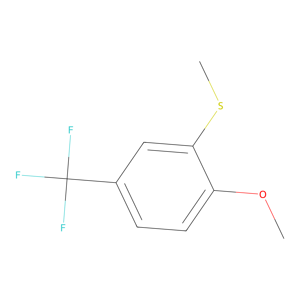 (2-Methoxy-5-(trifluoromethyl)phenyl)(methyl)sulfane molecular structure, CAS 1824651-97-9