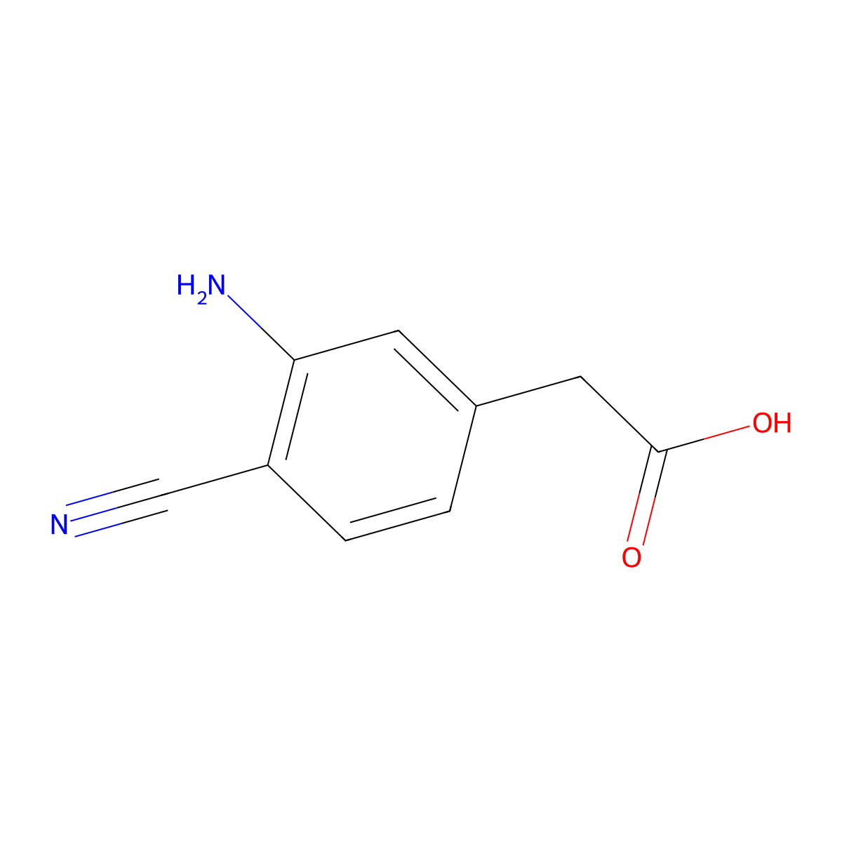 2-(3-Amino-4-cyanophenyl)acetic acid molecular structure, CAS 1824651-98-0