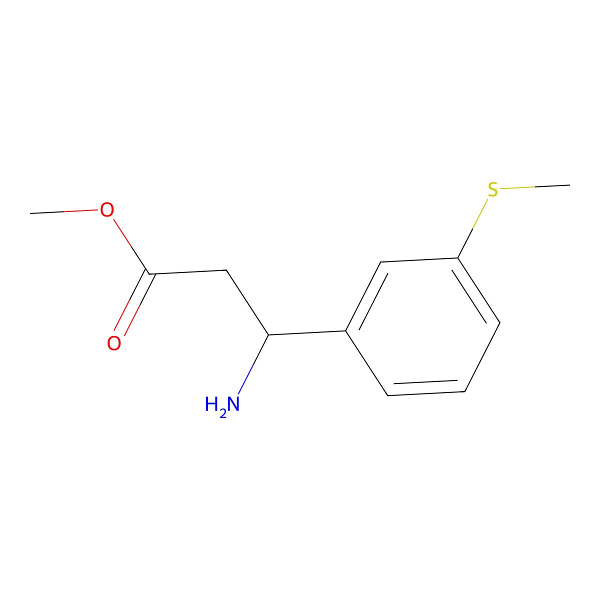 Methyl 3-amino-3-[3-(methylsulfanyl)phenyl]propanoate molecular structure, CAS 1824658-90-3
