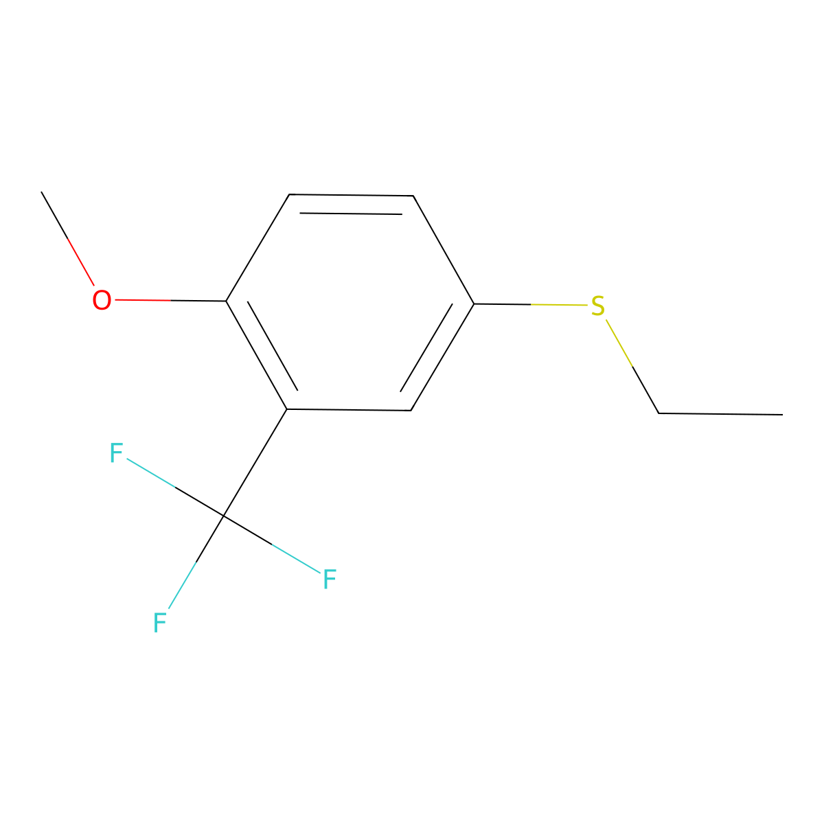 Ethyl(4-methoxy-3-(trifluoromethyl)phenyl)sulfane molecular structure, CAS 1824661-57-5