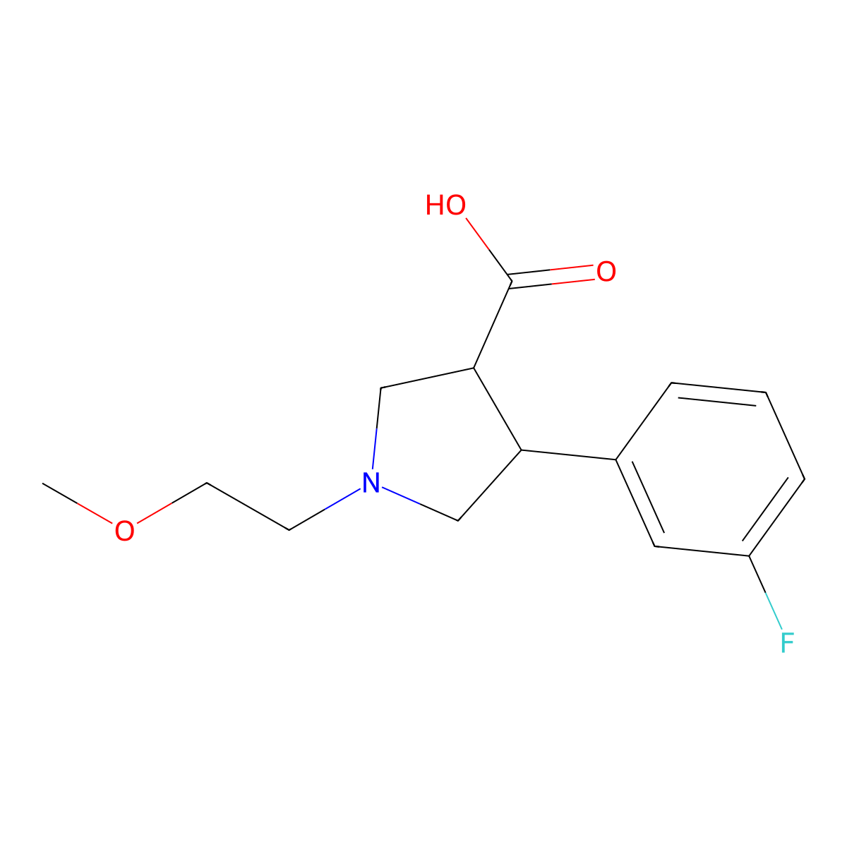 (3S,4R)-4-(3-Fluorophenyl)-1-(2-methoxyethyl)pyrrolidine-3-carboxylic acid molecular structure, CAS 1824664-85-8