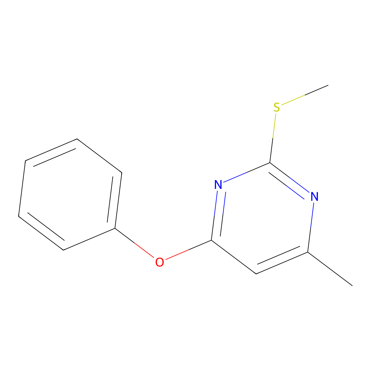 4-Methyl-2-methylsulfanyl-6-phenoxypyrimidine molecular structure, CAS 18247-42-2