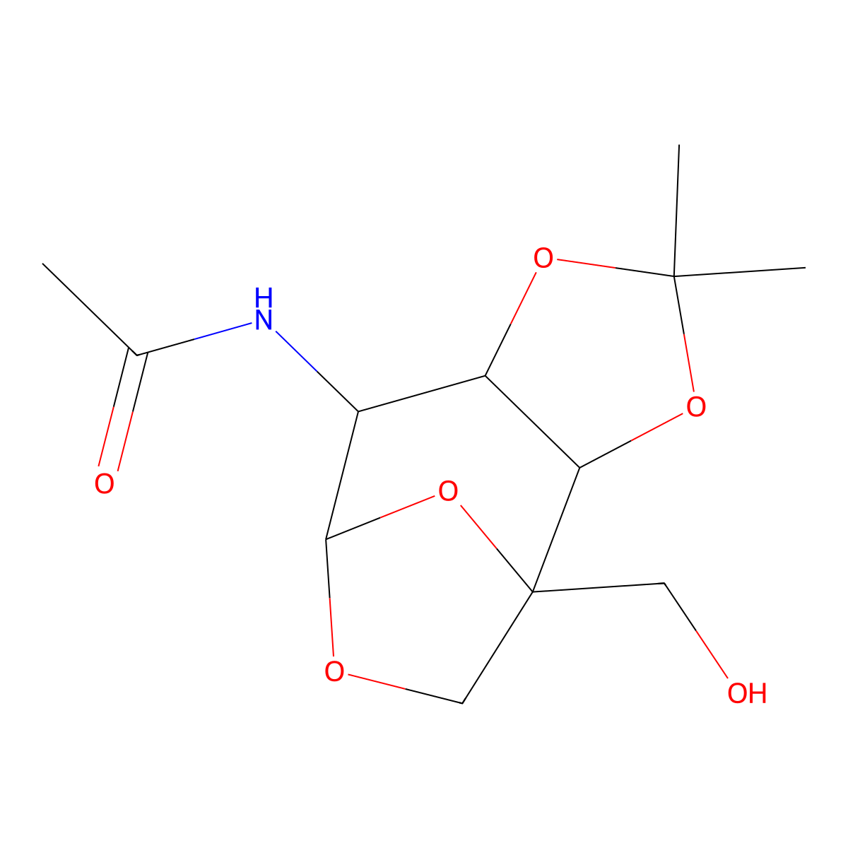 N-((3aR,4S,7S,8R,8aR)-4-(Hydroxymethyl)-2,2-dimethylhexahydro-4,7-epoxy[1,3]dioxolo[4,5-d]oxepin-8-yl)acetamide molecular structure, CAS 1824718-03-7