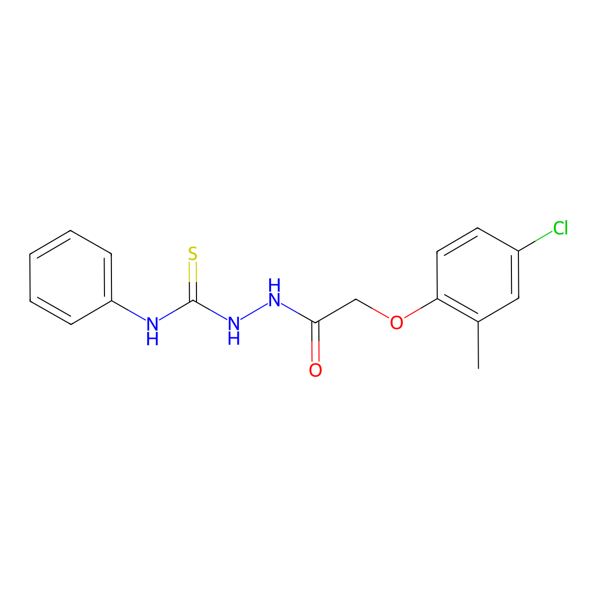 2-(4-chloro-2-methylphenoxy)-N-[(phenylcarbamothioyl)amino]acetamide molecular structure, CAS 18248-41-4