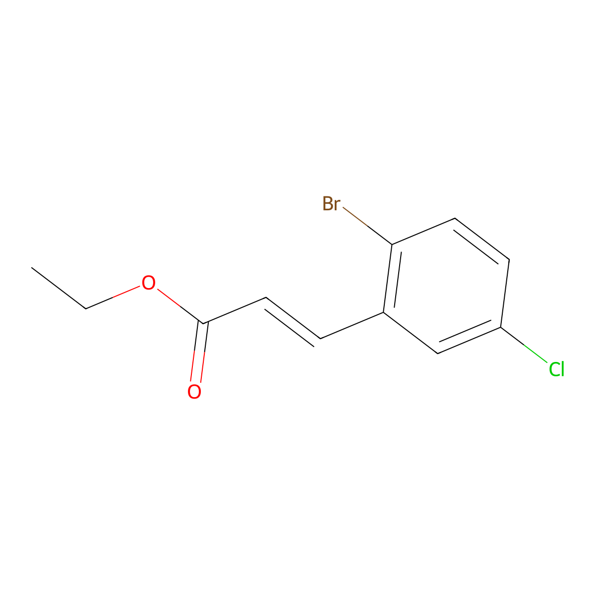 Ethyl 3-(2-bromo-5-chlorophenyl)-2-propenoate molecular structure, CAS 1824809-58-6
