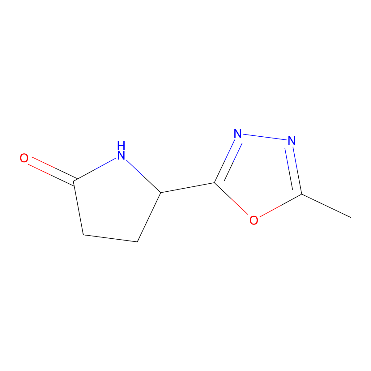 5-(5-Methyl-1,3,4-oxadiazol-2-yl)pyrrolidin-2-one molecular structure, CAS 182482-40-2
