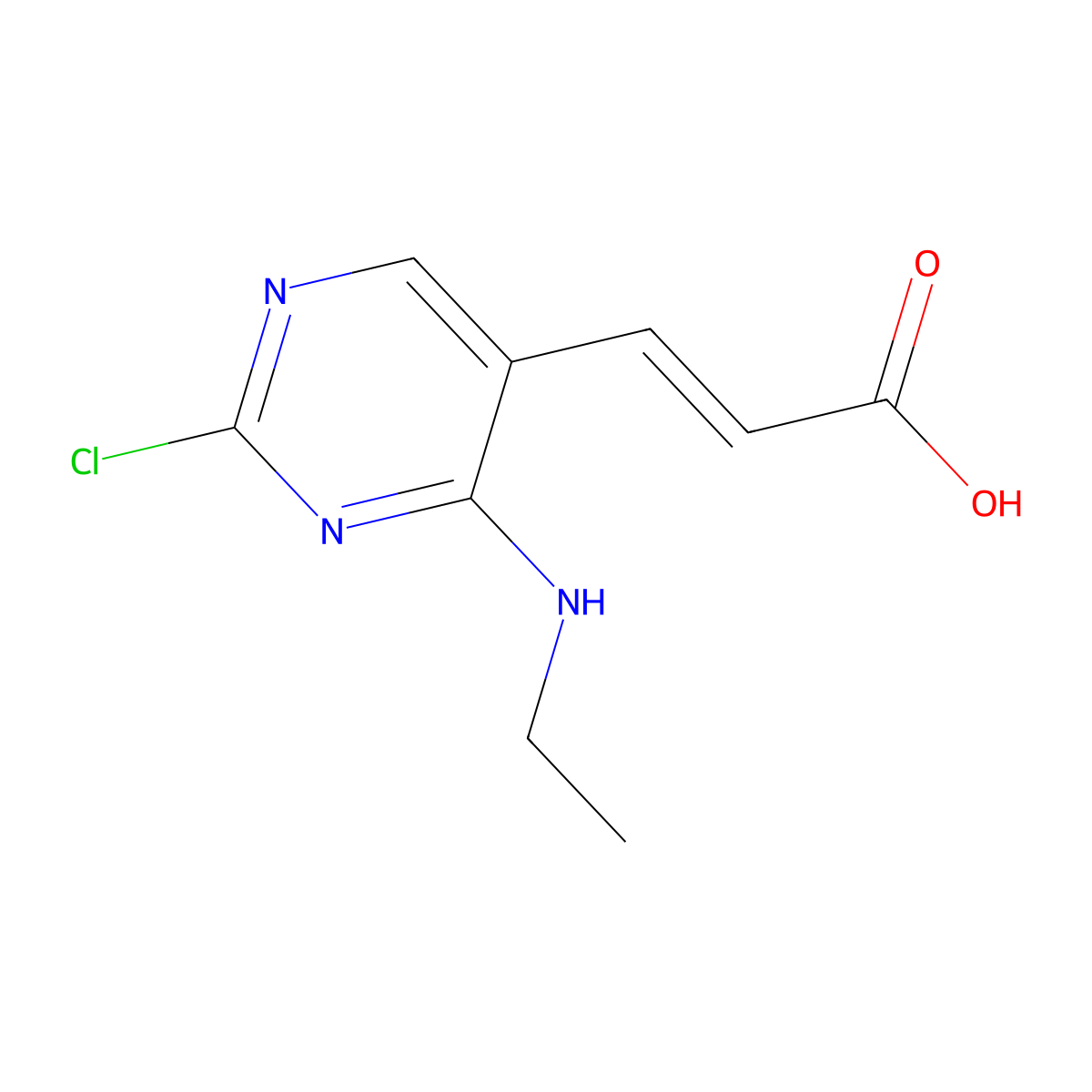 (E)-3-(2-chloro-4-(ethylamino)pyrimidin-5-yl)acrylic acid molecular structure, CAS 1824839-65-7