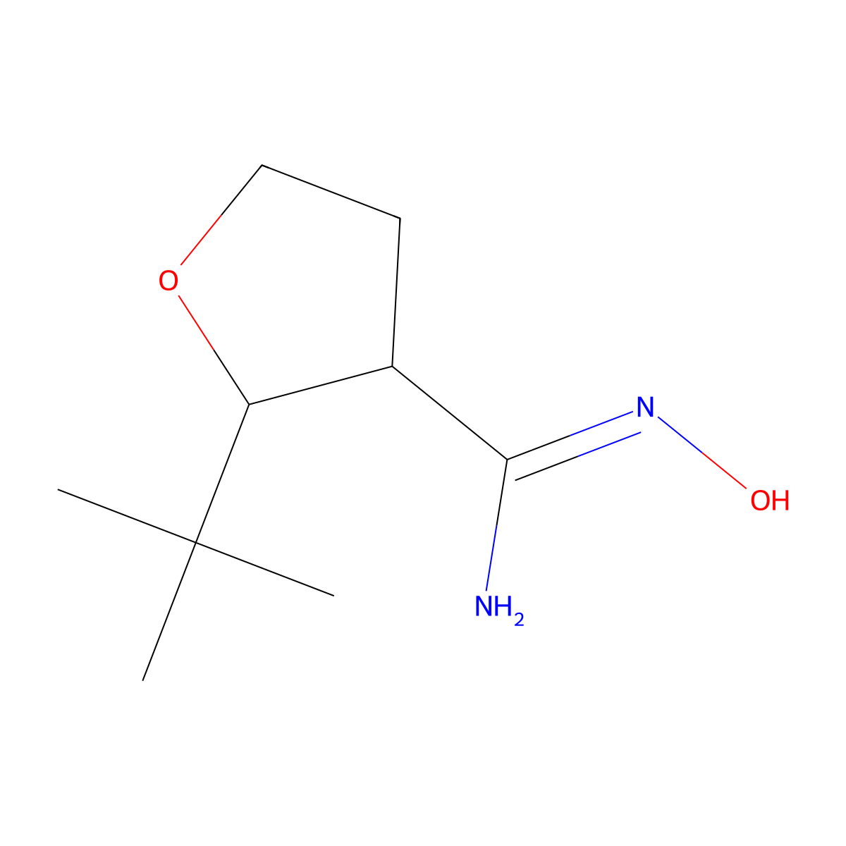 2-tert-Butyl-N'-hydroxyoxolane-3-carboximidamide molecular structure, CAS 1824844-16-7
