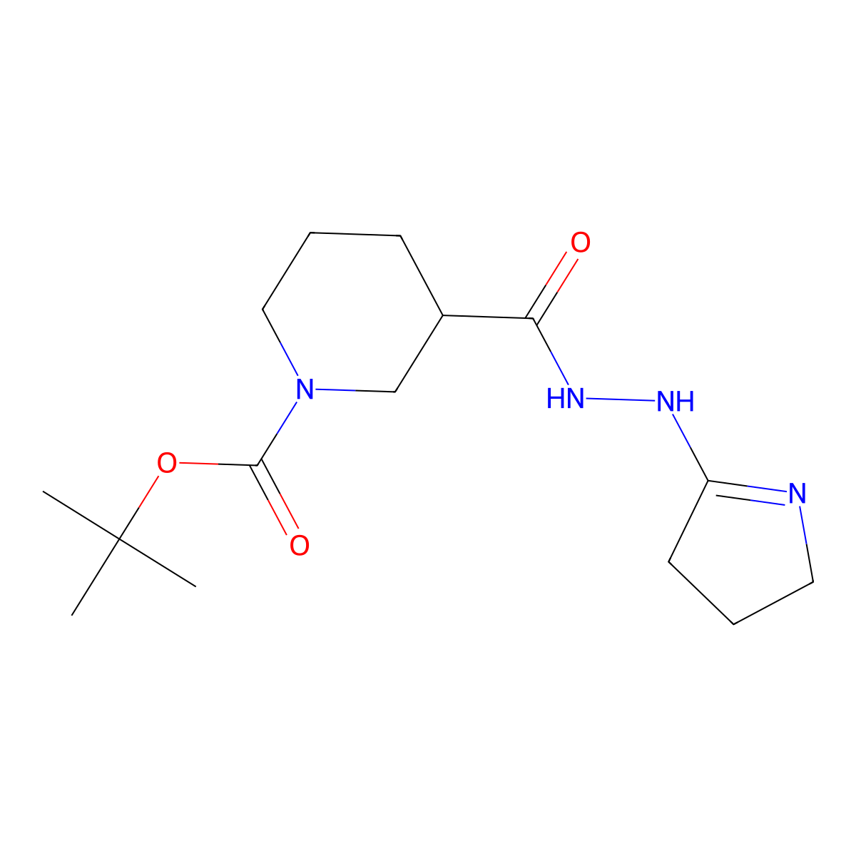 tert-butyl 3-{[(2Z)-2-pyrrolidin-2-ylidenehydrazino]carbonyl}piperidine-1-carboxylate molecular structure, CAS 1824859-16-6