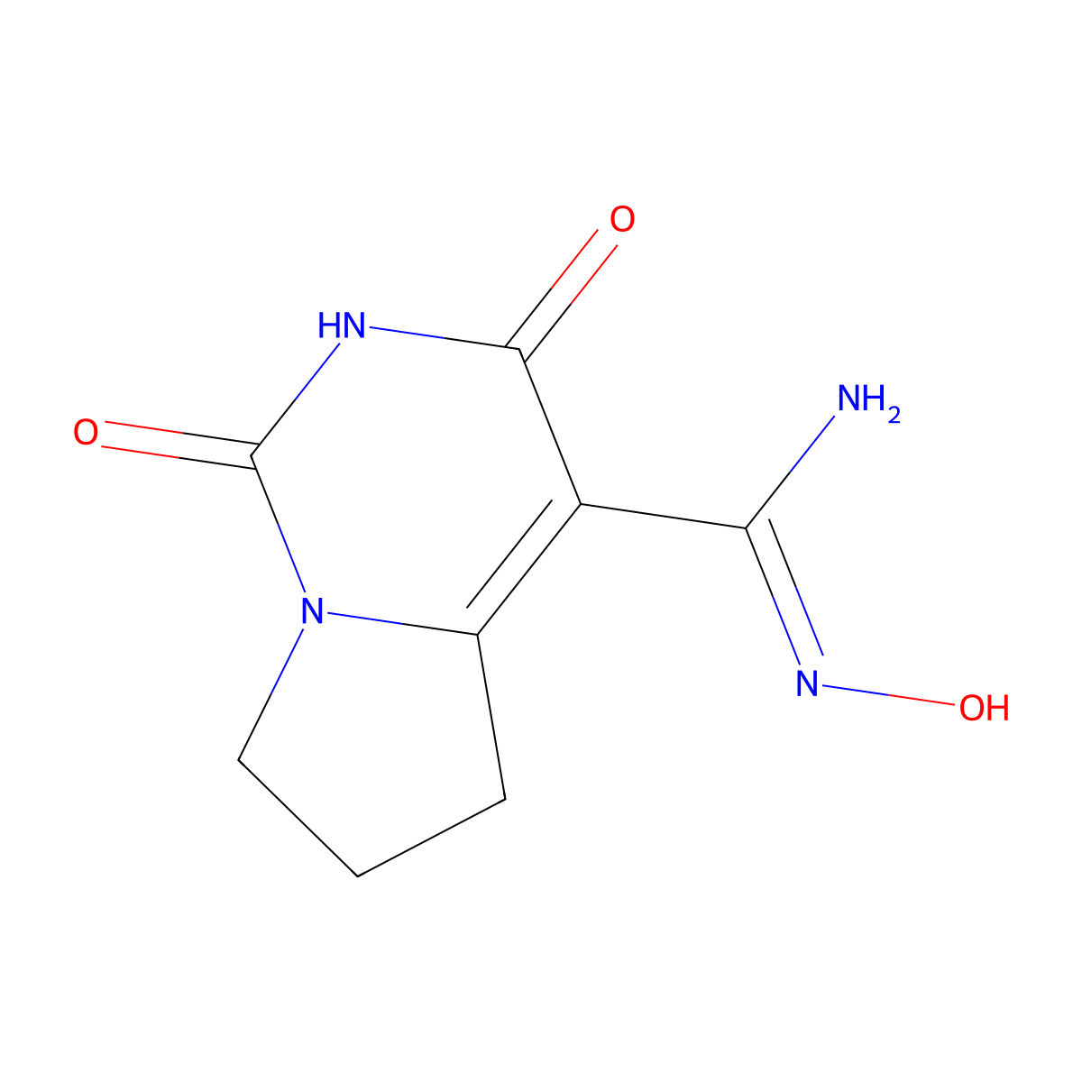 N'-hydroxy-1,3-dioxo-1,2,3,5,6,7-hexahydropyrrolo[1,2-c]pyrimidine-4-carboximidamide molecular structure, CAS 1824859-72-4
