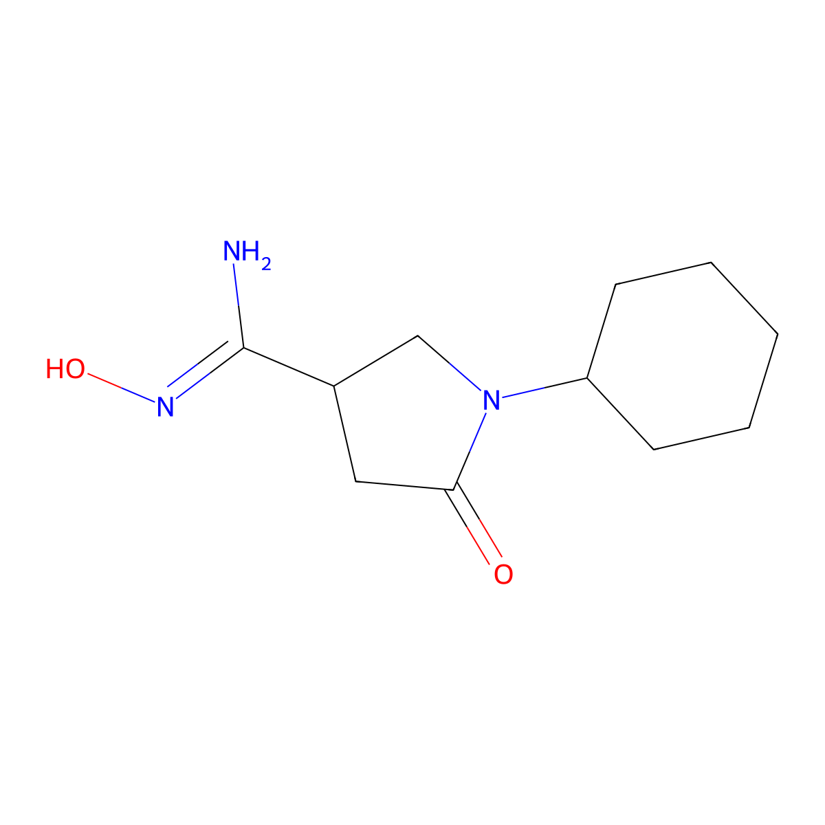 1-cyclohexyl-N'-hydroxy-5-oxopyrrolidine-3-carboximidamide molecular structure, CAS 1824861-55-3