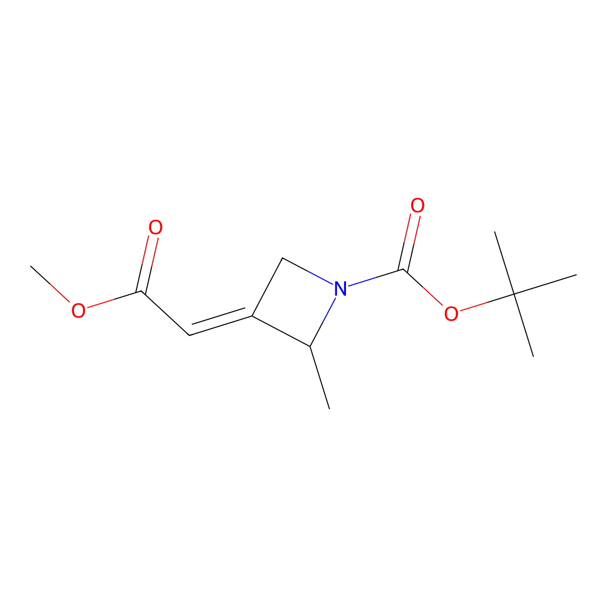 Tert-butyl 3-(2-methoxy-2-oxo-ethylidene)-2-methyl-azetidine-1-carboxylate molecular structure, CAS 1824888-10-9