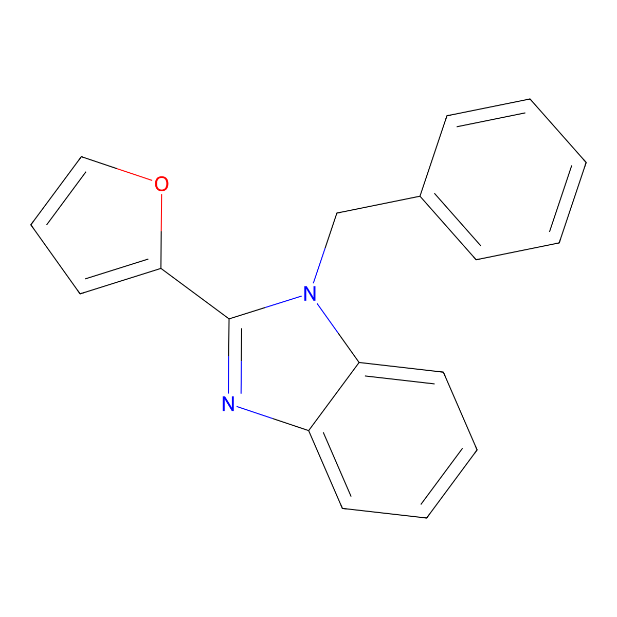 1-Benzyl-2-(furan-2-yl)benzimidazole molecular structure, CAS 18249-70-2