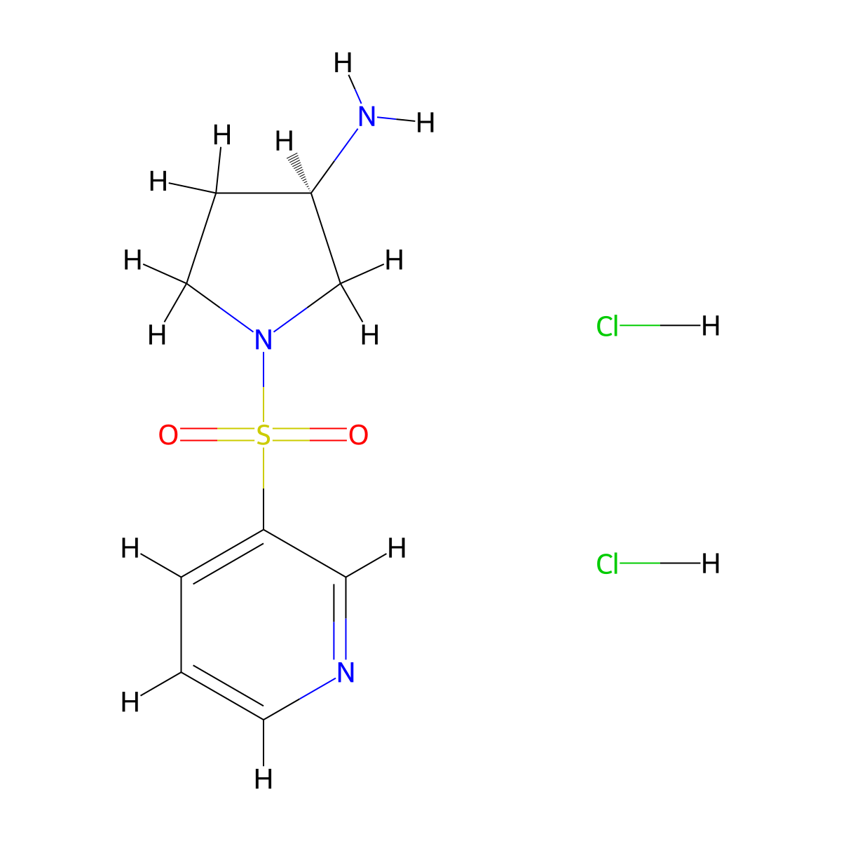 (3R)-1-(pyridine-3-sulfonyl)pyrrolidin-3-amine dihydrochloride molecular structure, CAS 1824925-72-5